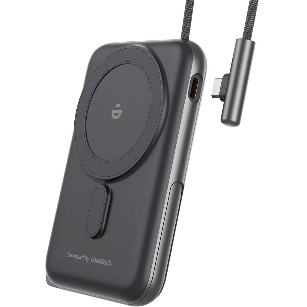 Універсальна мобільна батарея Choetech Magnetic Wireless 10000mAh 20W PD USB-C In/Out, Qi-15W, - фото 2