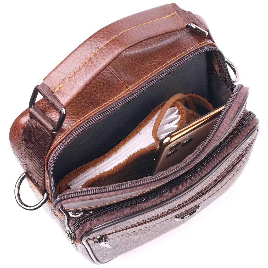 Чудова чоловіча сумка з натуральної шкіри 21279 Vintage коричнева - фото 5