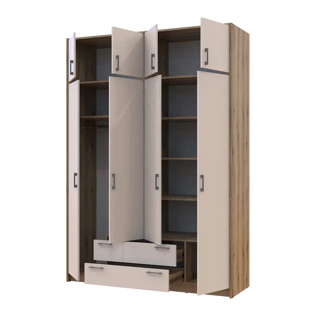 Шафа для одягу Doros Ронді з антресоллю Дуб Артизан/Кашемір 4ДСП 160х52х236 (80737829) - фото 2