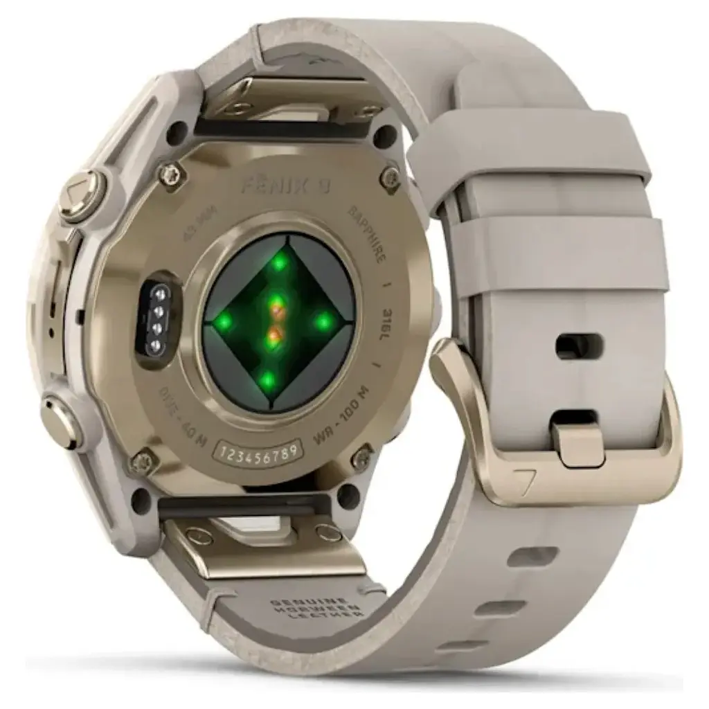 Смарт-годинник Garmin fenix 8 43mm, AMOLED, Saph, SftGldSS/FogGryLeatherBnd, Excl, GPS (010-02903-40) - фото 6