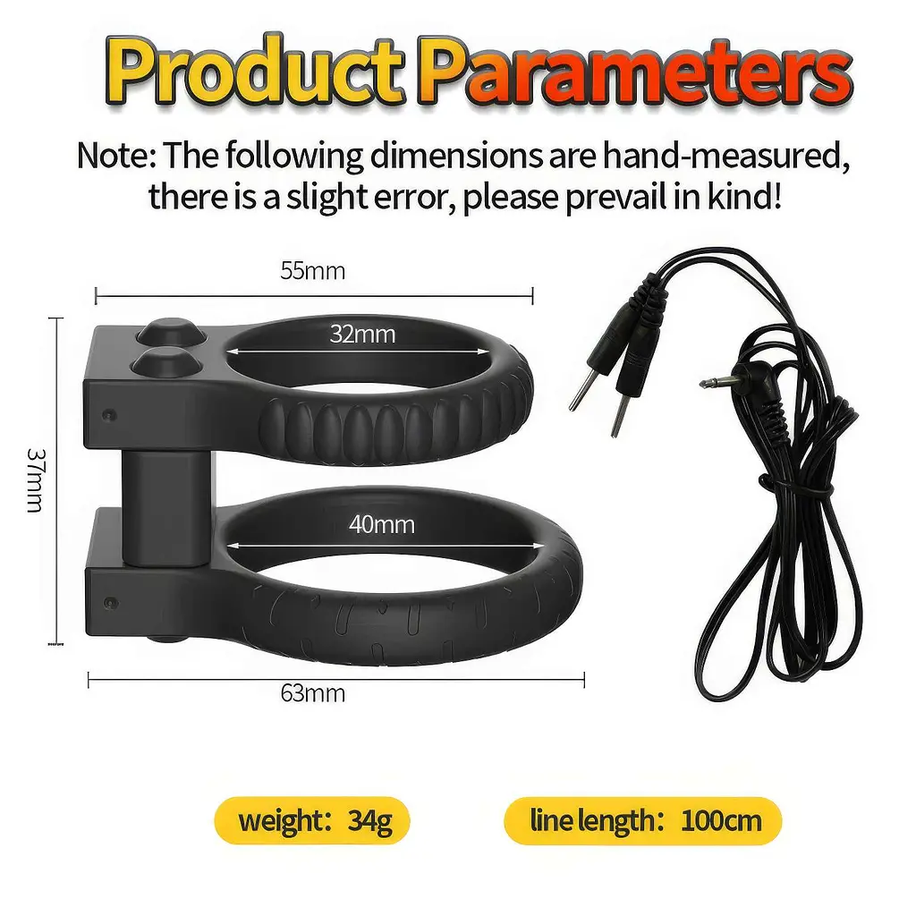 Кольцо эрекционное силиконовое для электростимуляции 90 режимов с пультом ДУ 40 мм Черное - фото 8