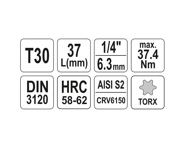 Головка торцева Yato квадрат 1/4" TORX Т30 L= 37 мм (YT-04306) - фото 4