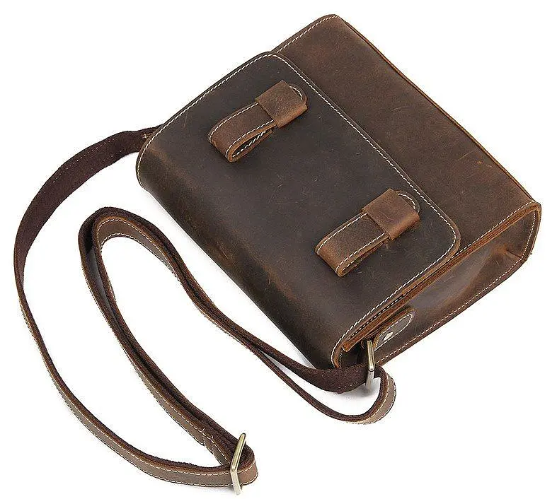 Сумка мужская-почтальон в винтажной коже 14980 Vintage коричневая - фото 4