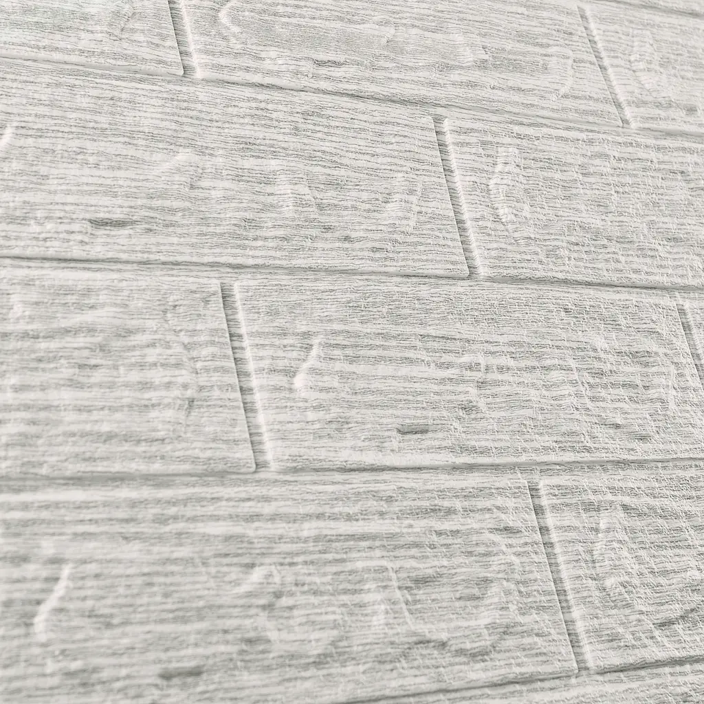 Самоклеюча декоративна 3D панель 3D Loft під світло-сіру цеглу смужка 700x770x3мм (330-3) - фото 5