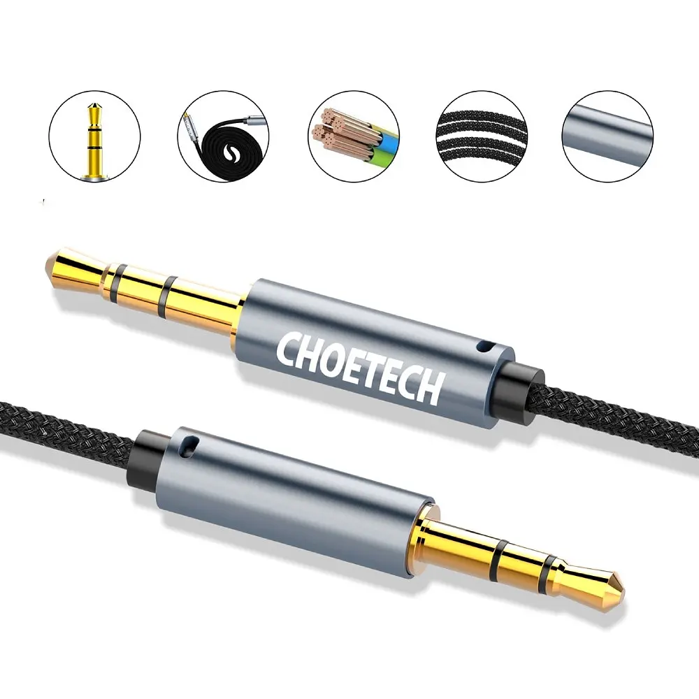 Кабель AUX - TRS Audio 3.5мм M/M 1,2м Choetech - фото 3