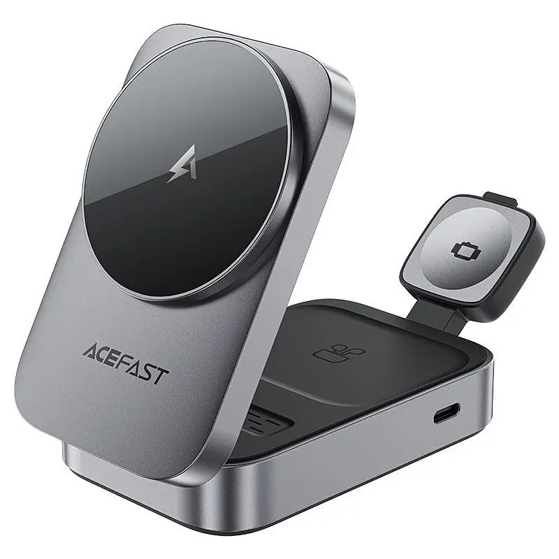 Бездротовий зарядний пристрій ACEFAST E22 Desktop 3-in-1 Wireless Charging holder сірий