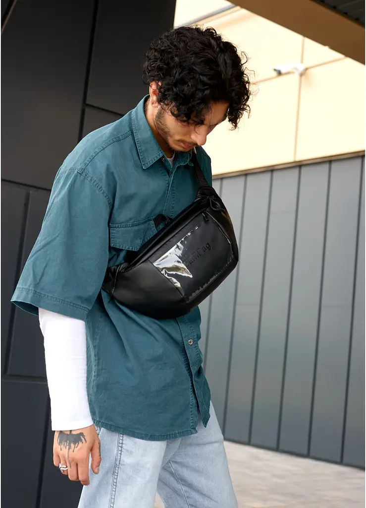 Мужская сумка бананка Sambag Dynamicdart черная 38 × 21 × 7 см (80461001m) - фото 9