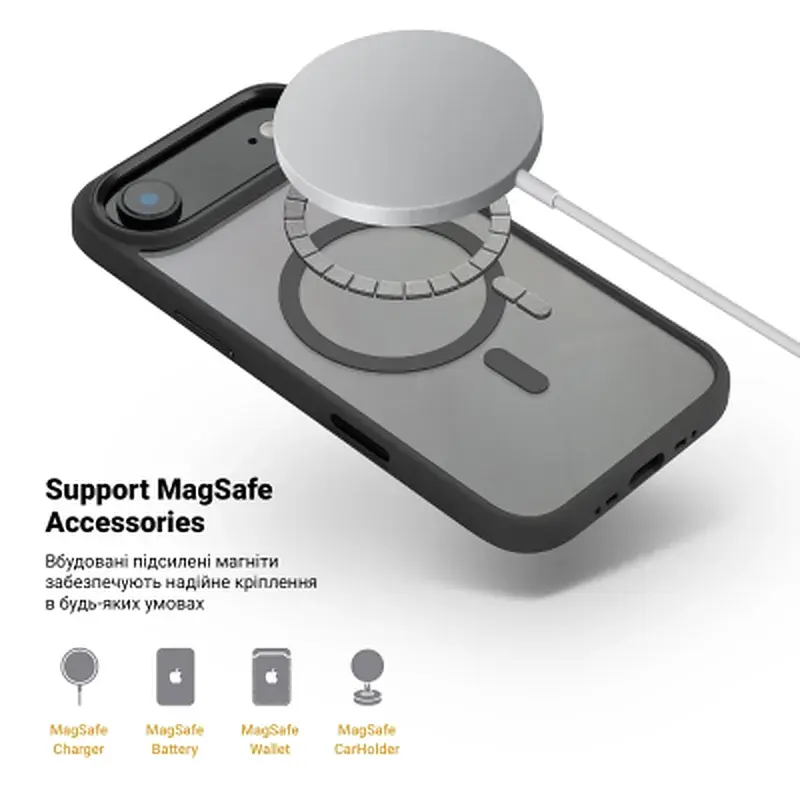 Чохол до мобільного телефона Armorstandart Unit MagCase Apple iPhone 17 Air Black + Orange Button Set (ARM90582) - фото 4