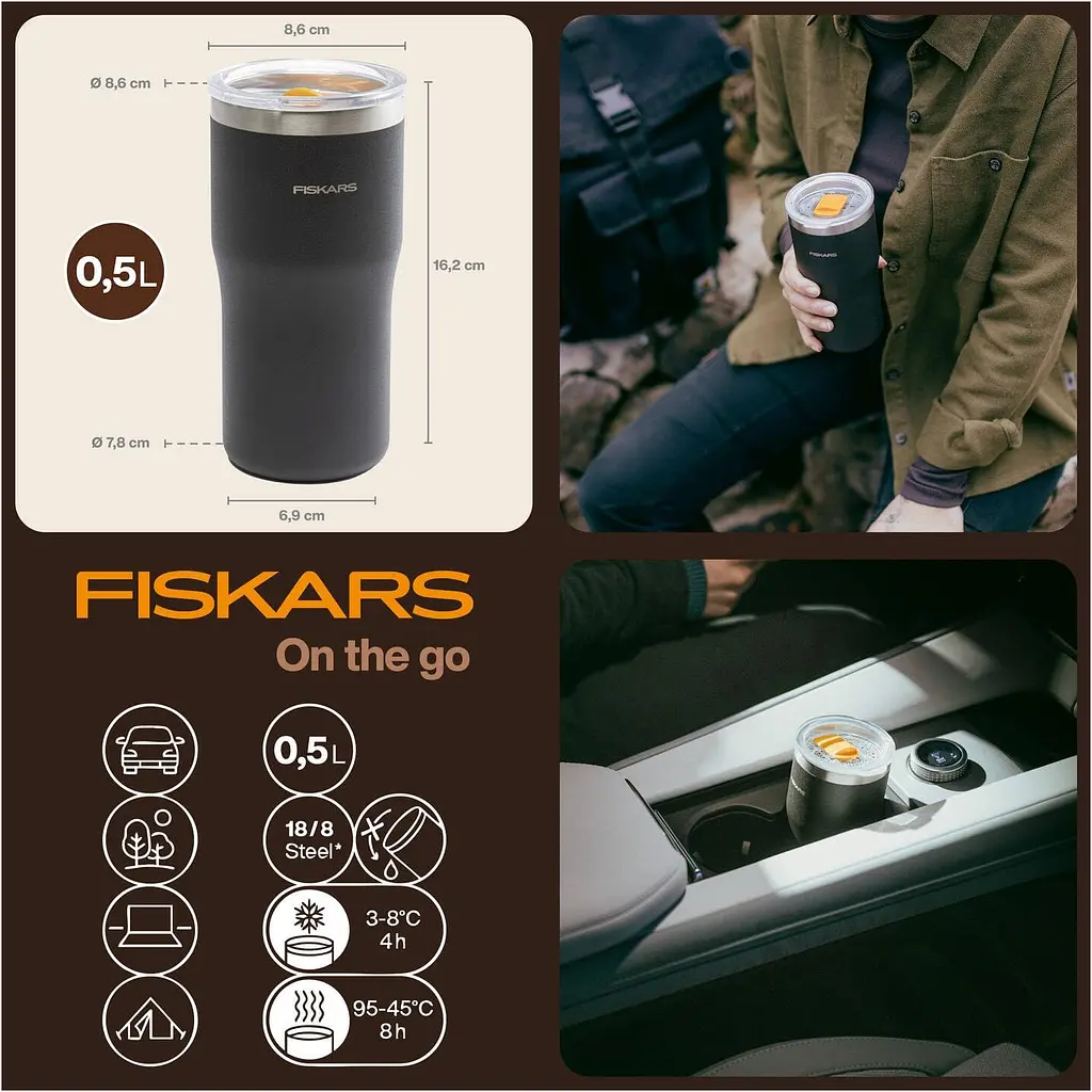 Термокружка Fiskars On-The-Go чорний 500 мл (1078762) - фото 7