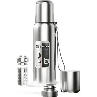 Термос Merlion з ситечком та чашкою 2 л, сталевий (ZK-127-2000Grey)