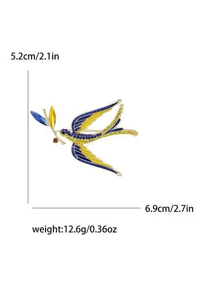 Брошь Птица брошь-булавка синяя - фото 3