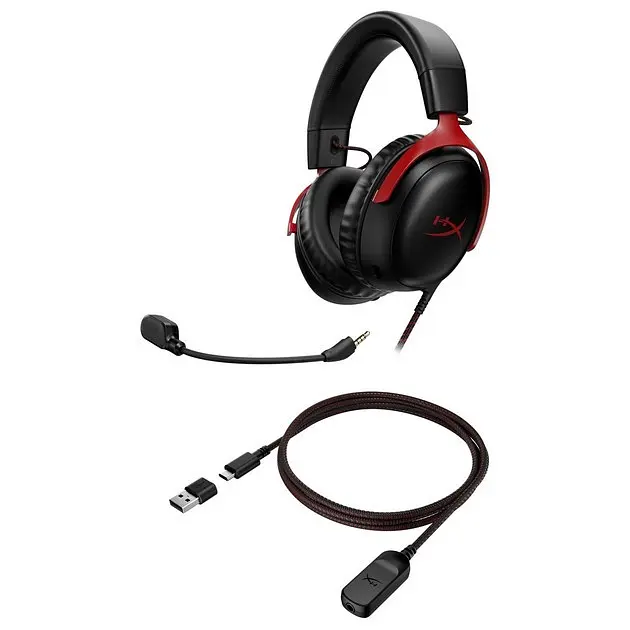 Навушники HyperX гарнітура ігрова геймерські Cloud III 3.5 mm (727A9AA) чорні червоні - фото 2