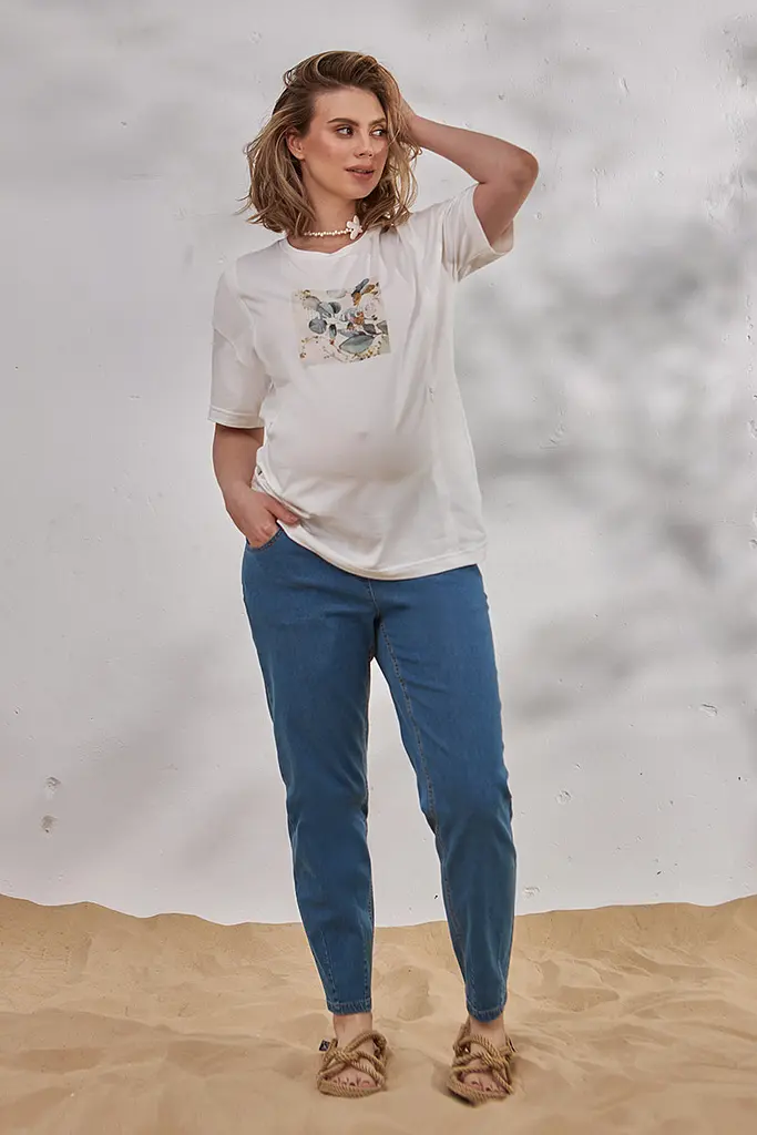 Вільні легкі джинси Mom для вагітних Sheldon denim 2XL Юла Мама Блакитний - фото 7