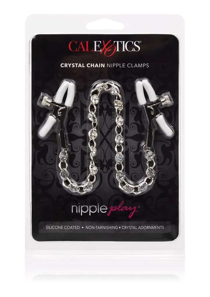 Затискачі для сосків Calexotics Crystal Chain Nipple Clamps, 30.5 см (сріблястий) - фото 2