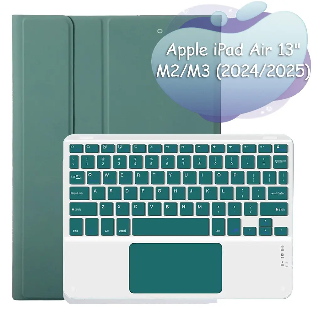 Чохол з бездротовою клавіатурою (TouchPad) BeCover для Apple iPad Air 13 (2024/2025) Темно-зелений (712603) - фото 5