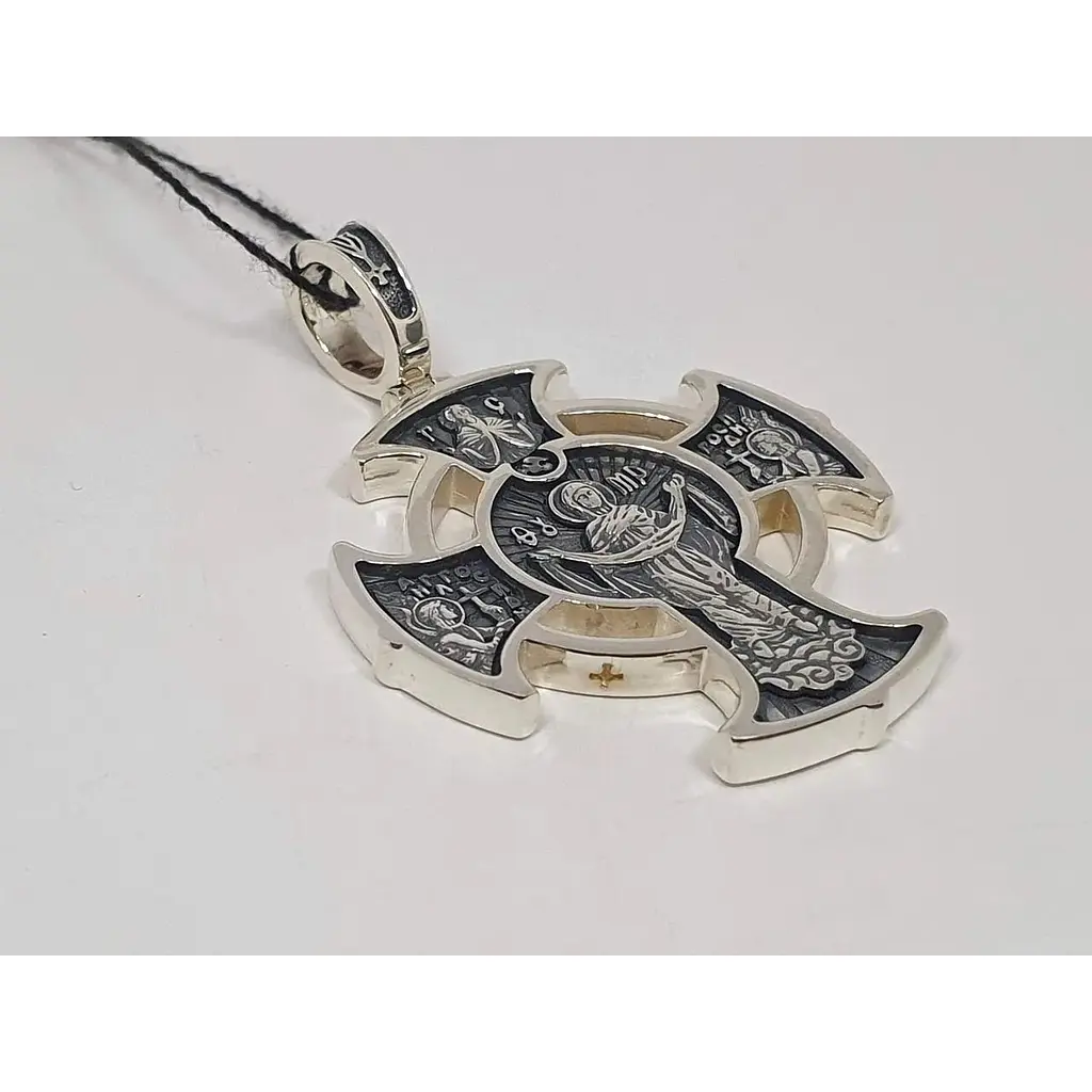 Серебряный крест Харьковская ювелирная фабрика Лики Святых. 3589-Ч - фото 4