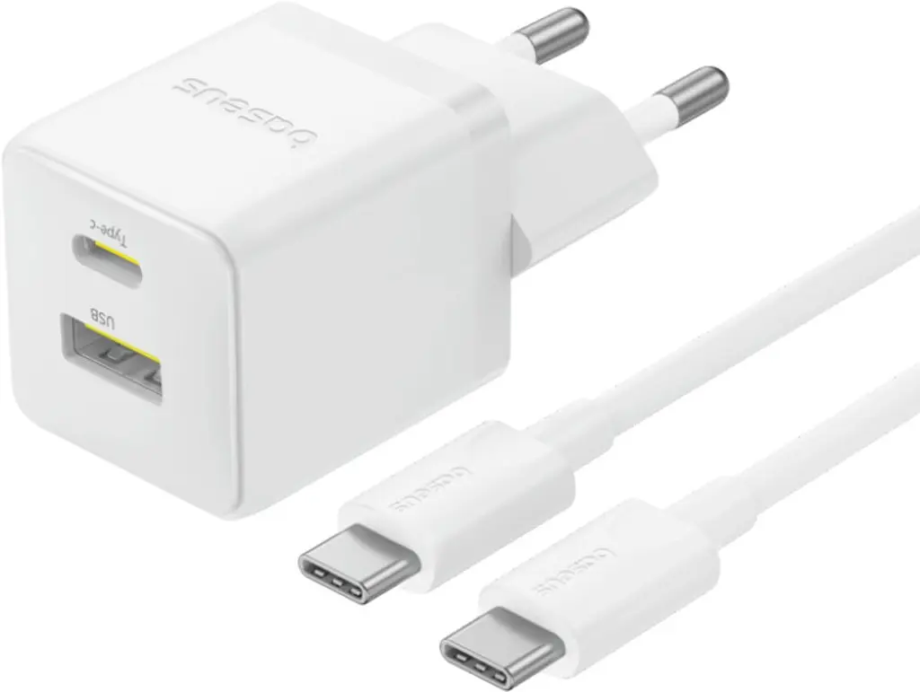 Мережевий зарядний пристрій Baseus Palm C+U 30W EU with USB-C to USB-C cable white (P1011160A213-01) - фото 5