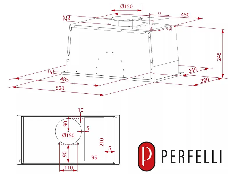 Витяжка вбудована Perfelli Design Filini 5 Nero Silenzio - фото 10