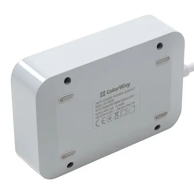 Мережевий фільтр живлення ColorWay CW-CHЕ36B, 3 розетки/6USB Black 1.8M (CW-CHE36B) - фото 5