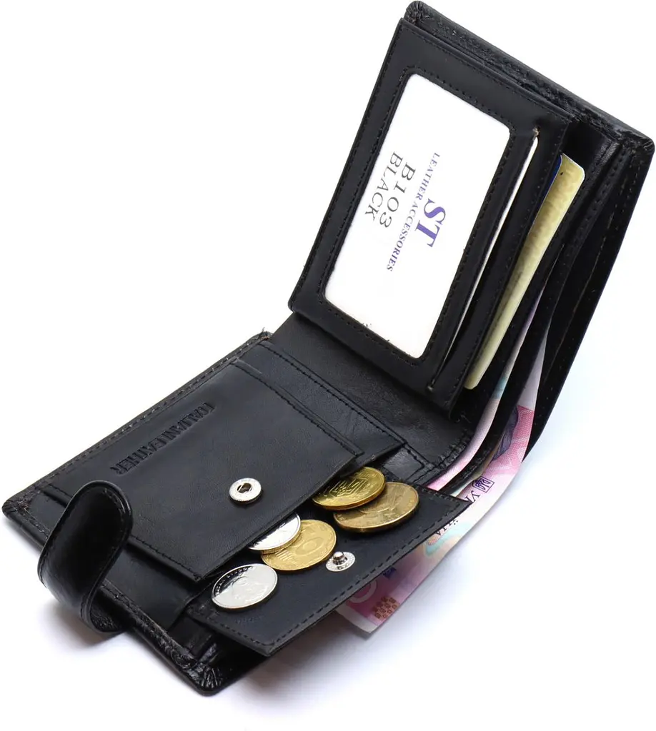 Стильне шкіряне портмоне ST Leather В 103 чорне 9,5 см - фото 5