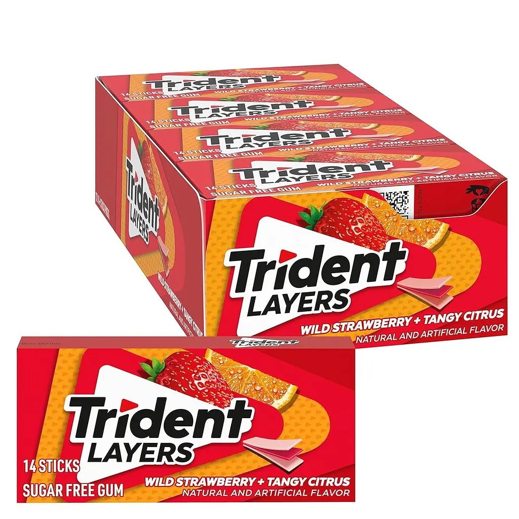 Жувальна гумка Trident Layers Wild Strawberry and Tangy Citrus 14 стіків - фото 4