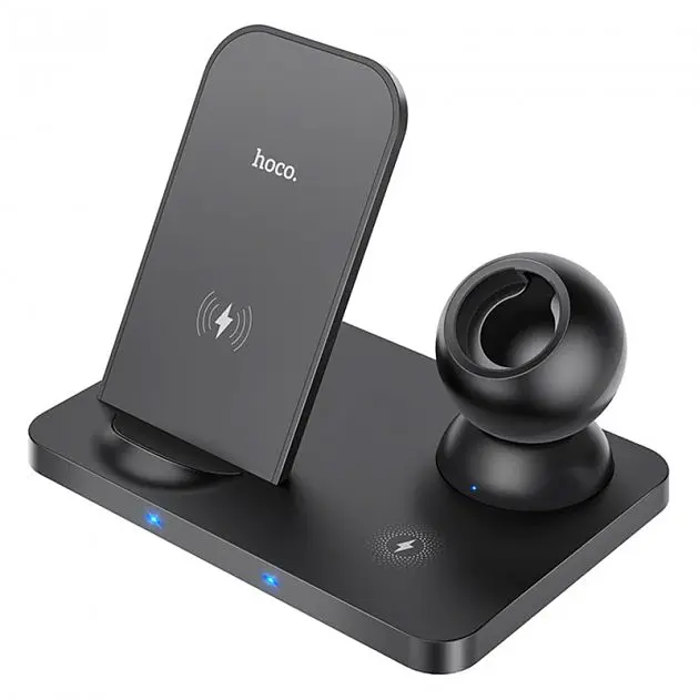 Бездротовий зарядний пристрій Hoco Wisdom 3-in-1 Wireless Fast Charger CW33 Black [62740] - фото 3