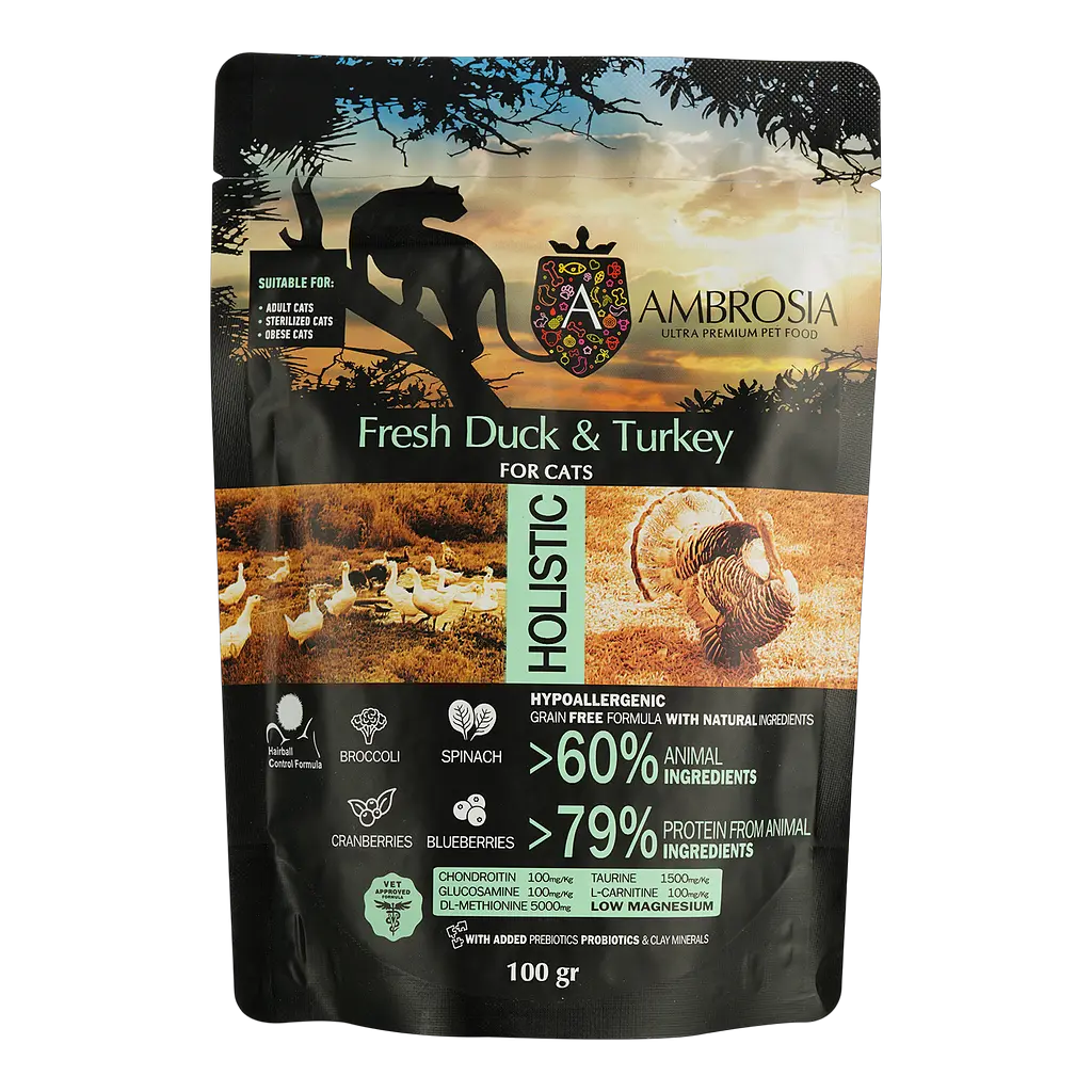 Набор дегустационного сухого корма для взрослых кошек Ambrosia Grain Free 300 г (3 шт. х 100 г) - фото 2