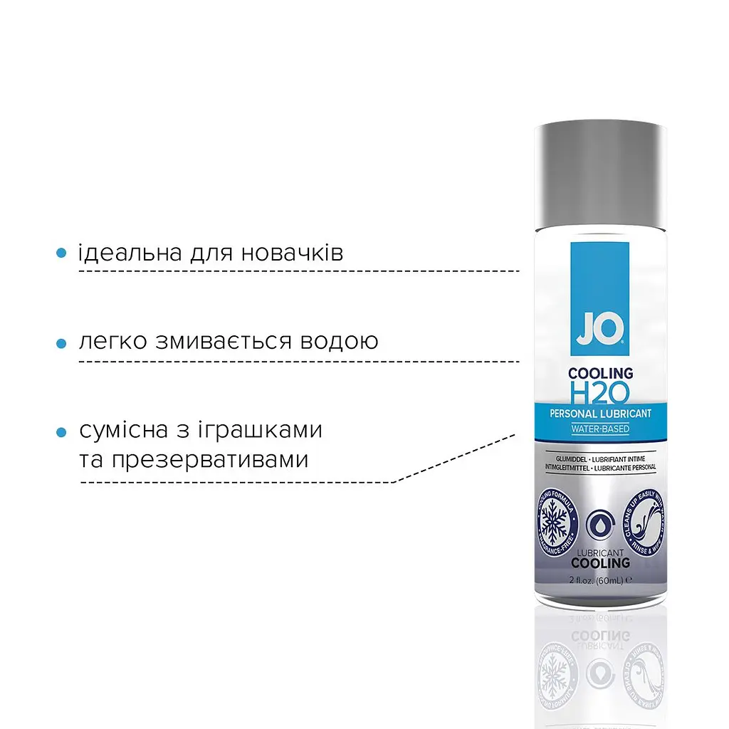 Охолоджувальна змазка на водній основі JO H2O COOLING (60 мл) з ментолом, рослинний гліцерин - фото 3