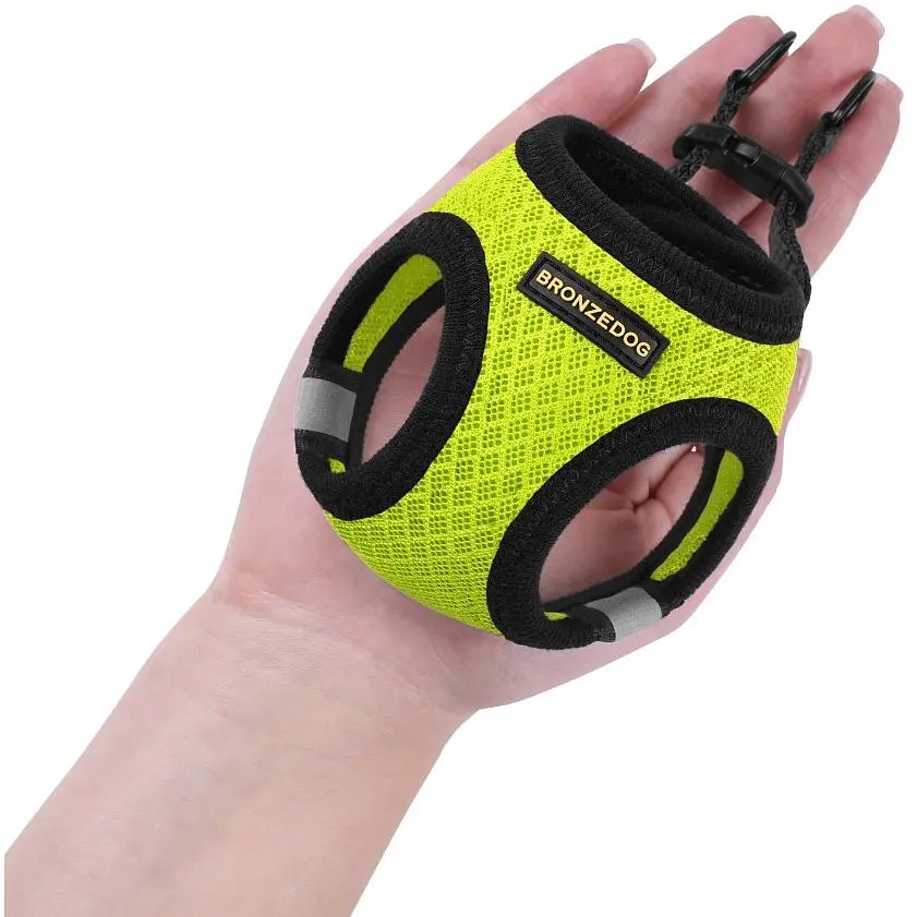 Шлея для собак Bronzedog Mesh Vest, розмір 4XS, 20х24 см, лимонна - фото 3