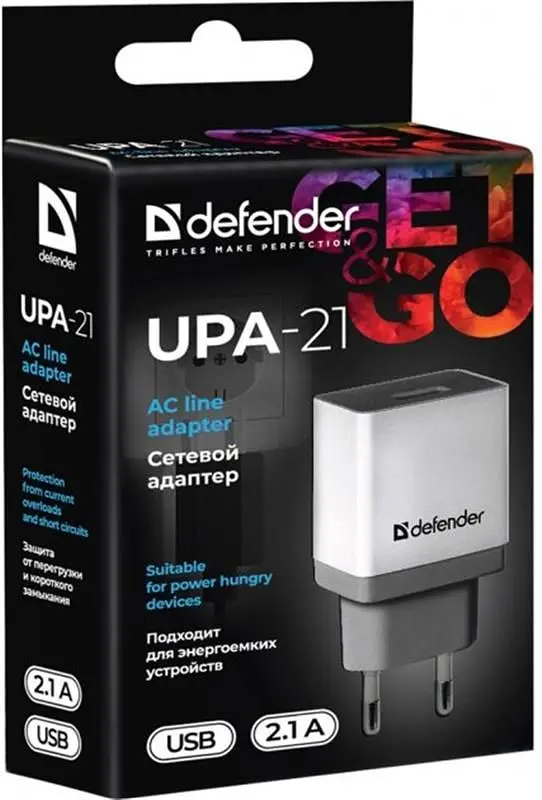 Мережевий зарядний пристрій Defender UPA-21 (1xUSB 2.1A) White (83571) - фото 3