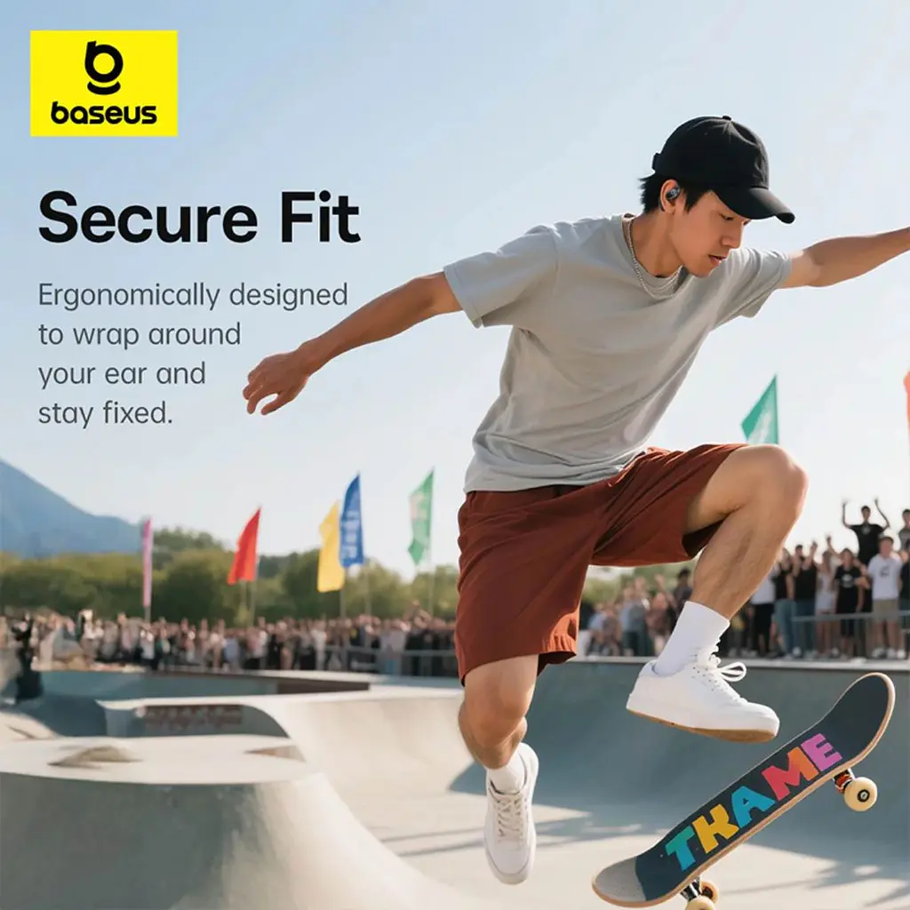 Навушники Baseus Eli 2i Fit Open-Ear TWS спортивні амбушюри для бігу, тренажерного залу та їзди на велосипеді – чорні - фото 3