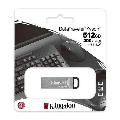 Флеш накопичувач USB 512Gb Kingston DataTraveler Kyson, Silver, USB 3.2 Gen 1, до 200/60 МБ/с (DTKN/512GB) - фото 3