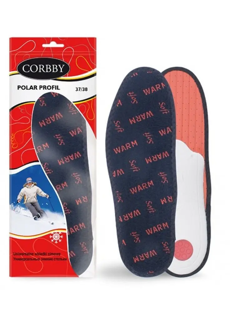Устілки зимові Corbby Polar Profil ортопедичні з супінатором, анатомічні, чорні, розмір 41/42