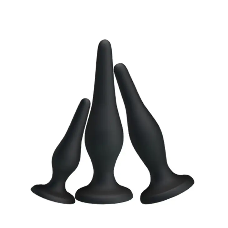 Набор анальных пробок Begginer's Mini Anal Kit 3 шт. (черный) - фото 5