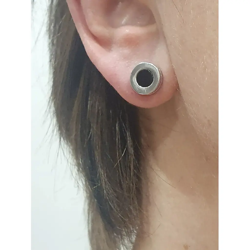 Срібні пуссети Silvex 925 з оніксом і фіанітами. СК2ОФ/1109 - фото 2