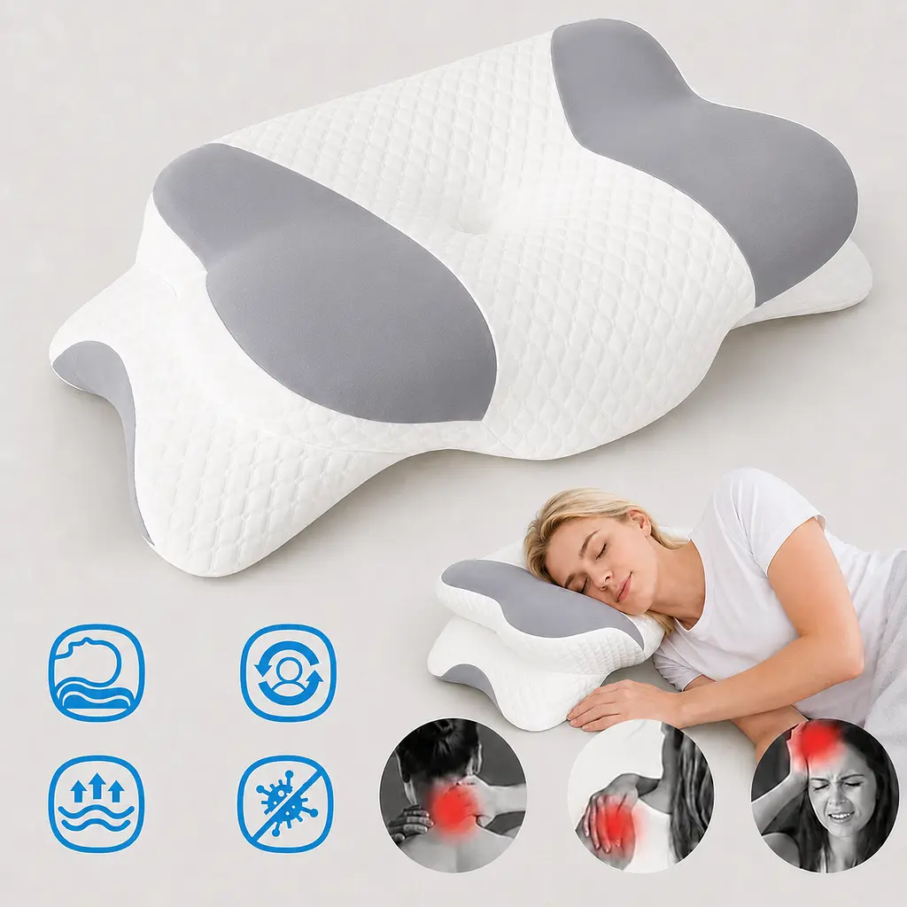 Ортопедична подушка Solve Beauty Метелик сіро-біла 65 x 40 x 15/10 см (KT9000401) - фото 2