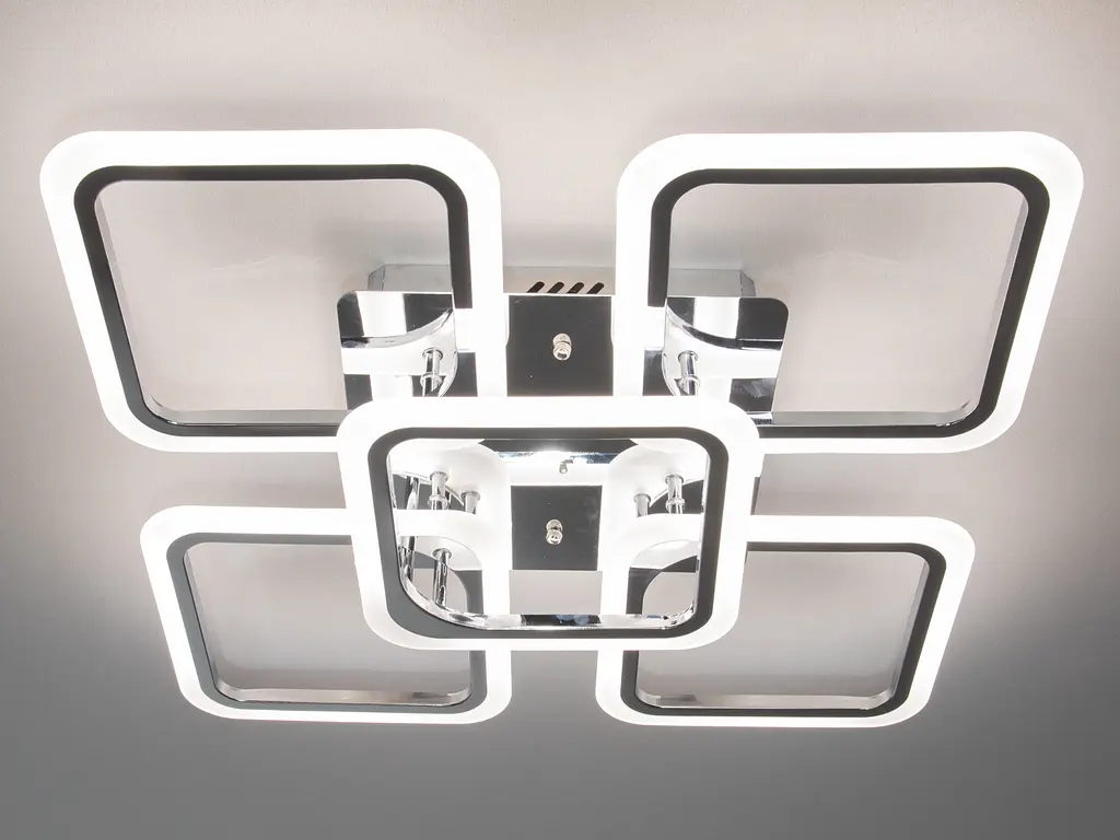 Светодиодная люстра смарт светильник с пультом dimmer, 90W, хром - фото 2