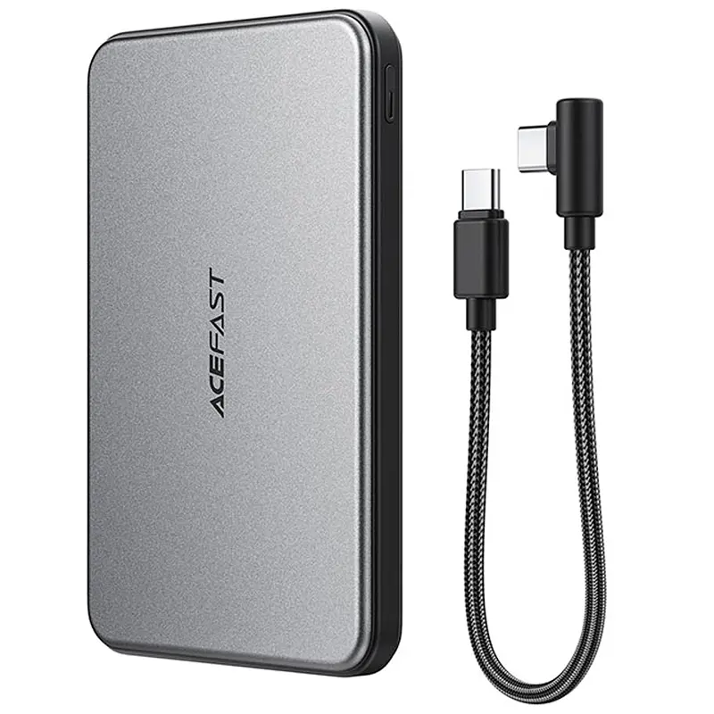 Портативний ЗП Power Bank Acefast M30 PD20W з Бездротовий зарядний пристрій with cable 5000 mAh Black - фото 2