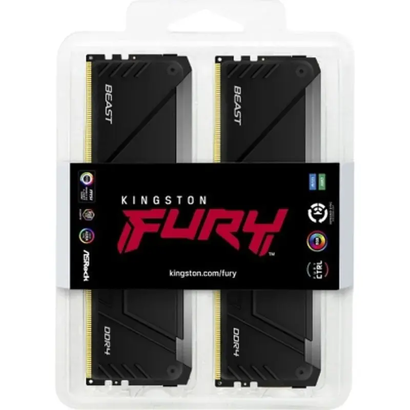 Модуль пам'яті для комп'ютера DDR4 16GB (2x8GB) 3600 MHz Beast RGB Kingston Fury (ex.HyperX) (KF436C17BB2AK2/16) - фото 3
