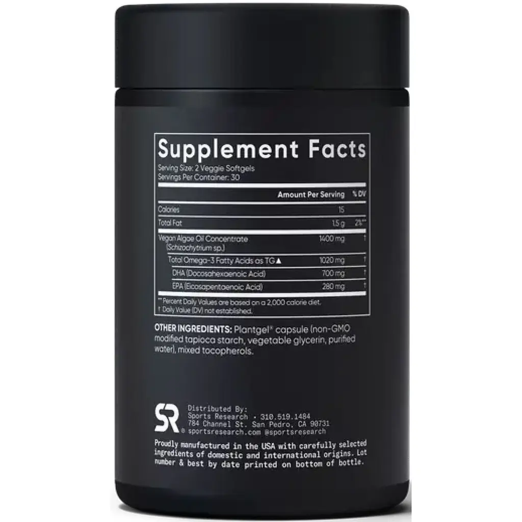 Рыбий жир Sport Research Vegan Omega-3, 1400 мг 60 капсул - фото 2