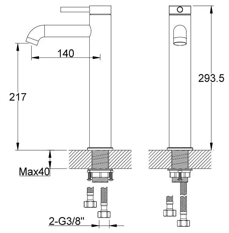 Змішувач для умивальника Kohlman Axel graphite високий QB170AG Графіт - фото 4