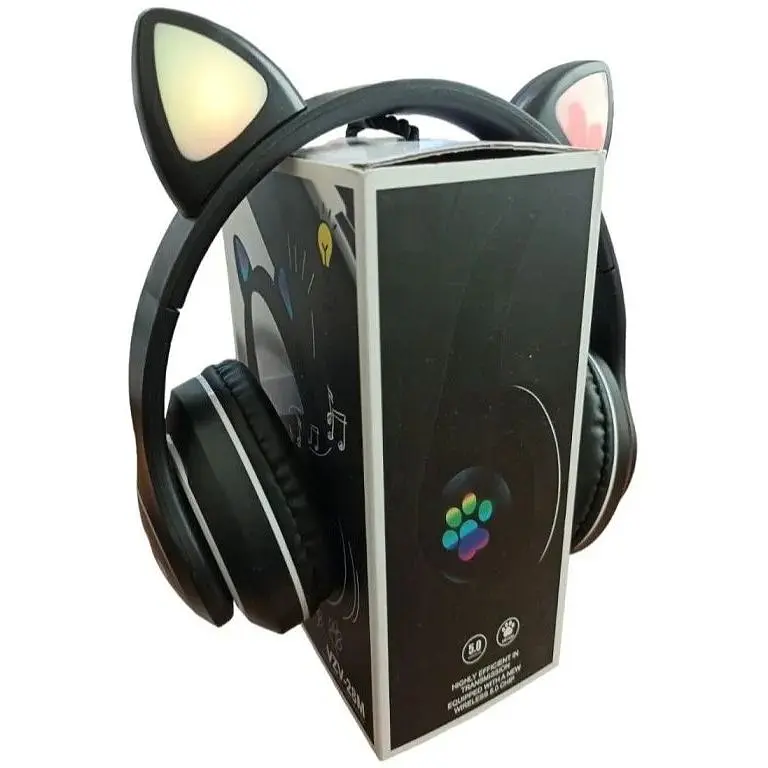 Навушники бездротові Cat ear VZV-28M Bluetooth LED з котячими вушками чорні - фото 5
