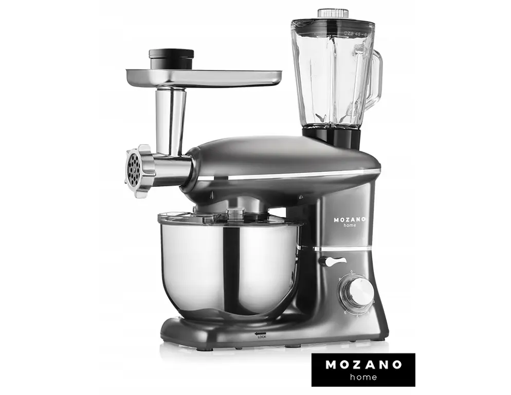 Професійний Кухонний Комбайн 3в1 Тістоміс Mozano Kitchen Machine 2300 Вт чаша 6,2л Silver КУЛІНАРНА КНИГА В ПОДАРОК - фото 3
