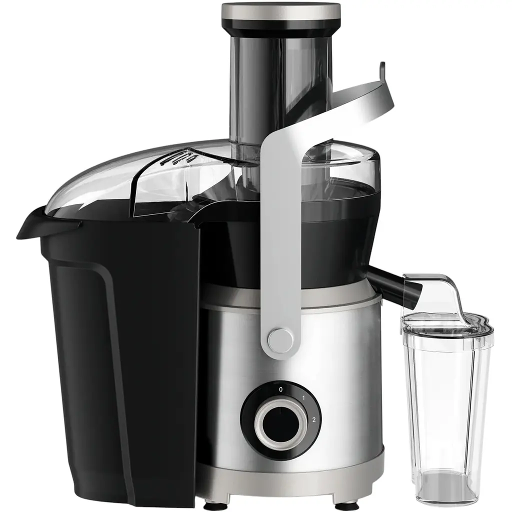 Соковитискач Tefal Nutri XXL відцентрований 1000 Вт чаша 0.8 л жмих 2.2 л жолоб на ціле яблуко пластик/метал чорно-сірий (ZE660D10) - фото 2