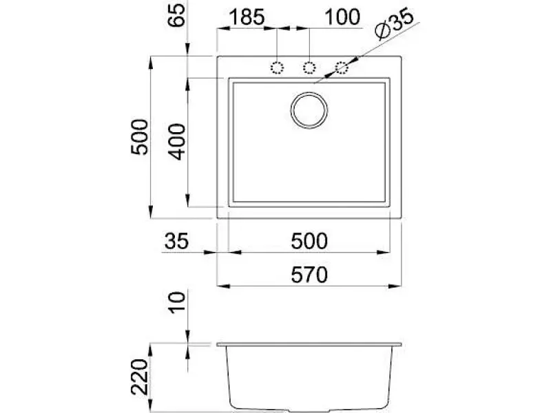 Кухонна мийка Elleci Q 105 On Top Nero 40 - фото 2