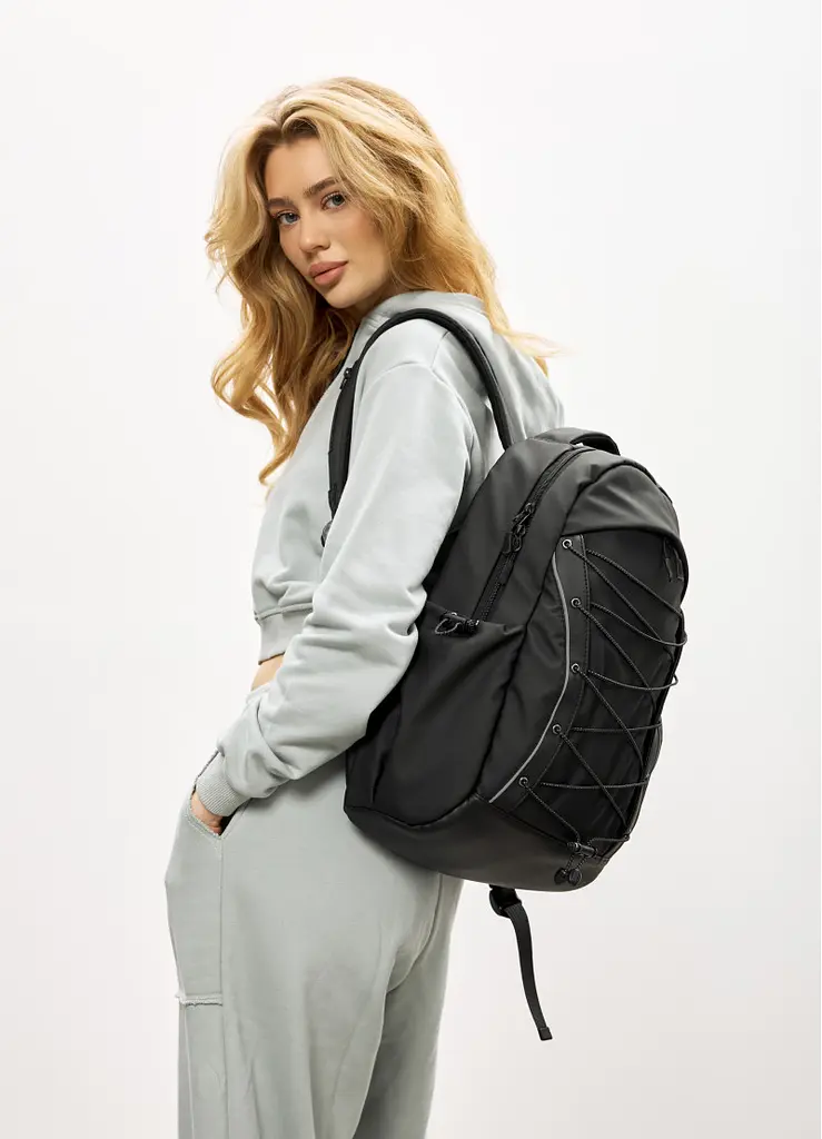 Жіночий рюкзак Sambag Zard Neo чорний з декором 46 х 27 х 13 см (25000264)