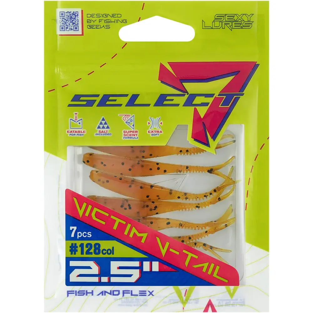 Силікон Select Victim V-Tail 2.5" 128 FE (7 шт/уп) - фото 2