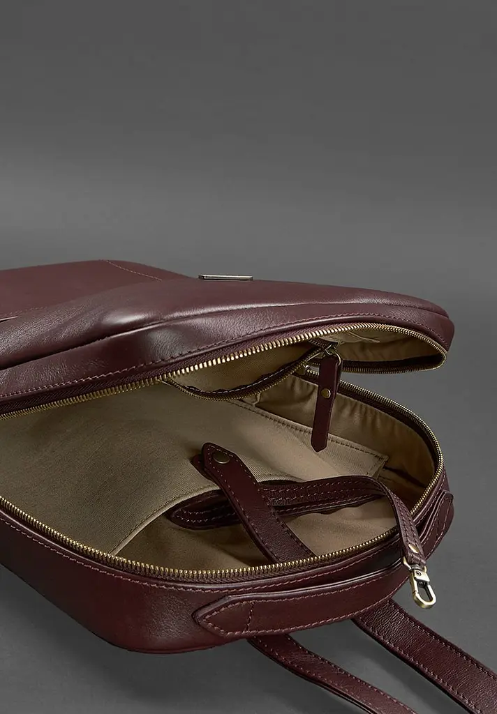 Шкіряний міський жіночий рюкзак на блискавці Cooper бордовий - фото 6