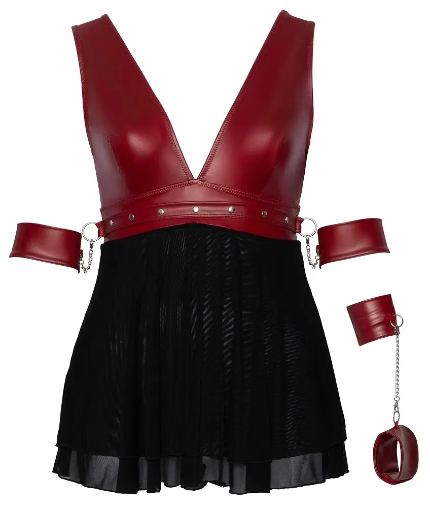 Сорочка Cottelli Collection Bondage Plus Babydoll 4XL чорний з червоним - фото 5