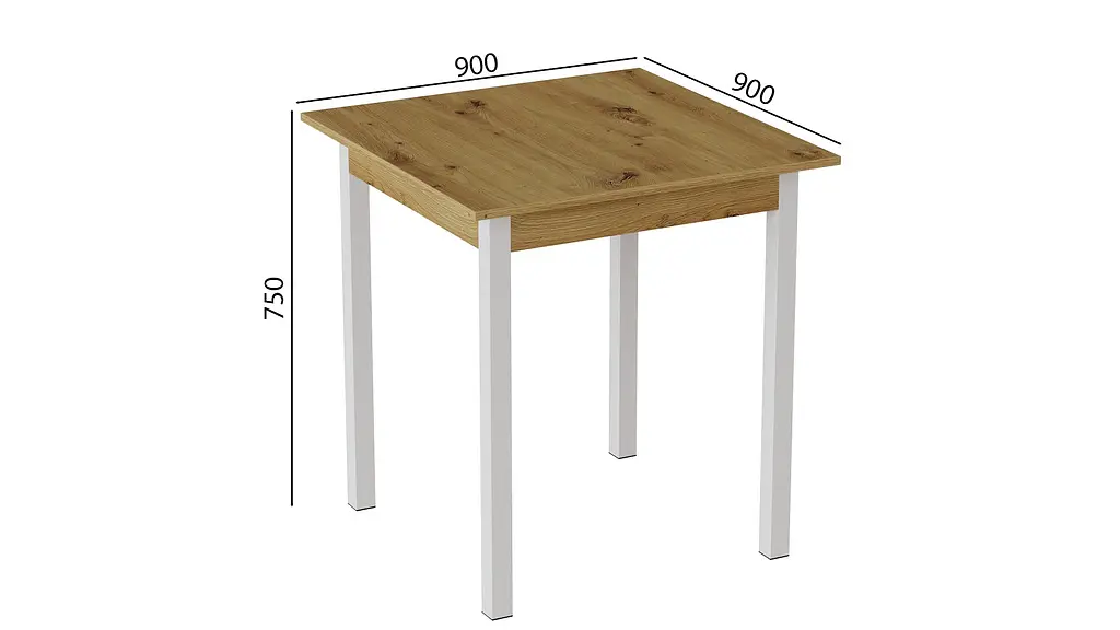 Стіл кухонний Ferrum-decor Дієго 75x90x90 Білий ДСП Дуб Артізан 16мм (FRD-105717) - фото 3